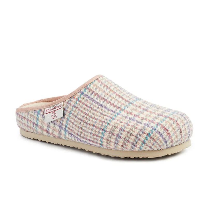 Charlotte - Harris Tweed Slipper Clog - Natural POW Check