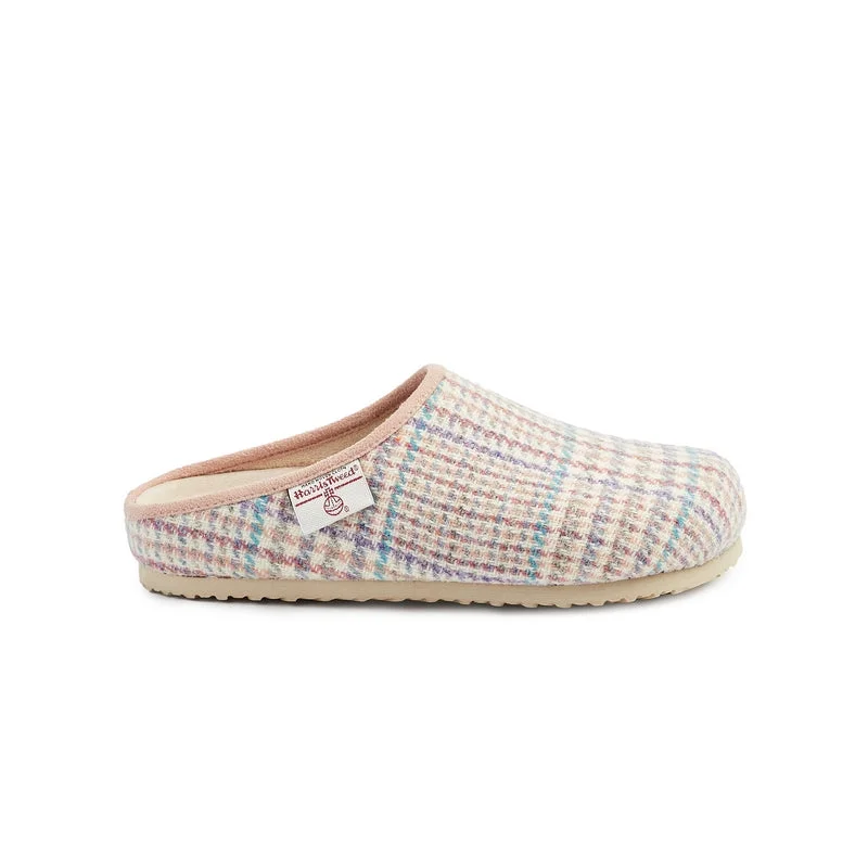 Charlotte - Harris Tweed Slipper Clog - Natural POW Check