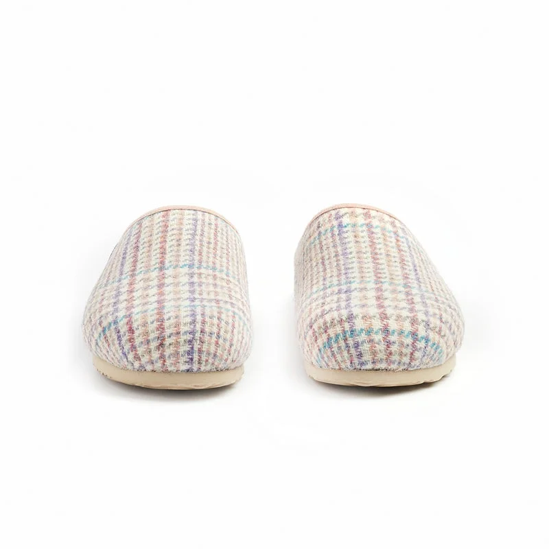 Charlotte - Harris Tweed Slipper Clog - Natural POW Check