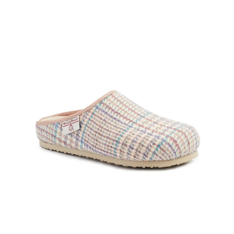 Charlotte - Harris Tweed Slipper Clog - Natural POW Check