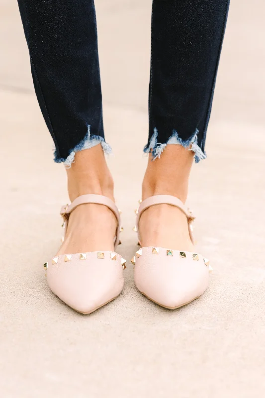 Going For It Nude Studded Flats