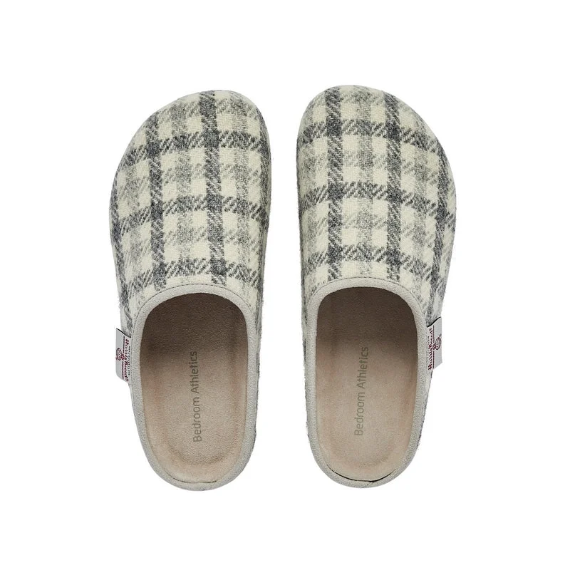 Charlotte - Harris Tweed Slipper Clog - Grey / Cream Check