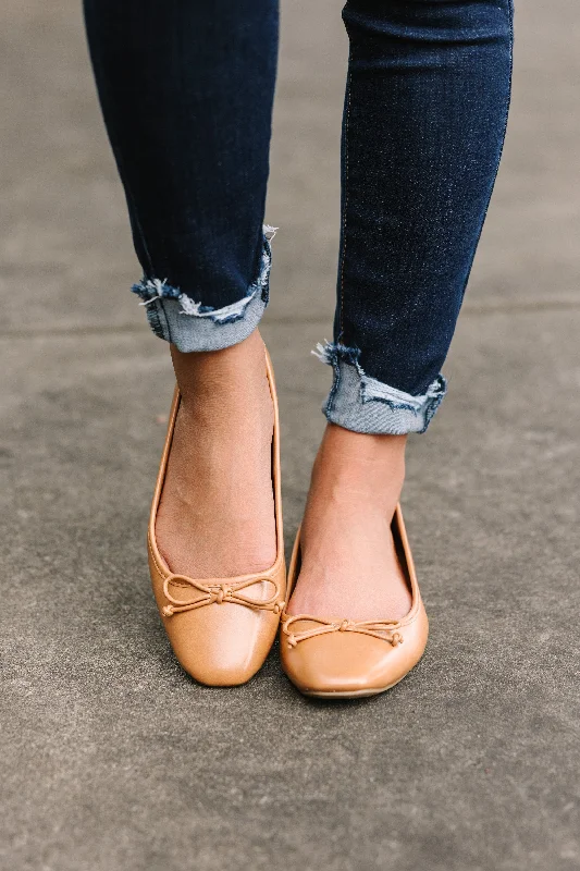 Pep In Your Step Camel Brown Ballet Flats