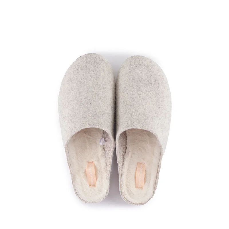 Pilar - Vegan Felt Mule Slipper - Grey Marl