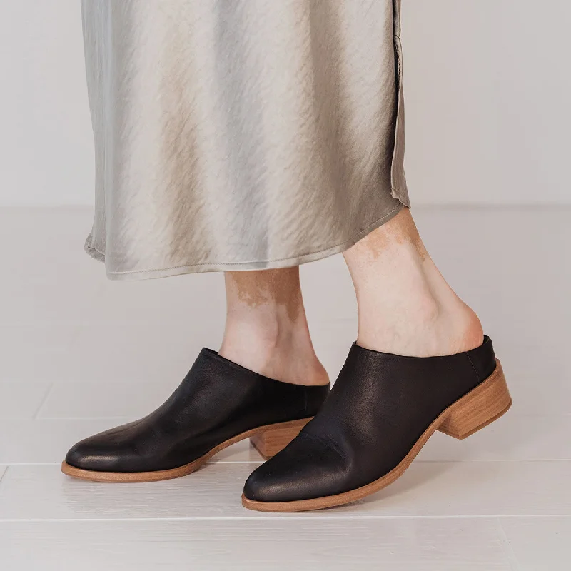 The Low Down Heeled Mule Black