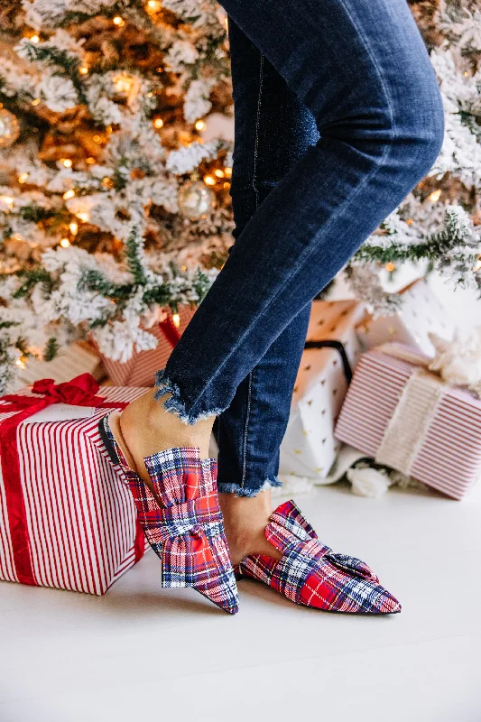 Warmest Wishes Red Plaid Flat Mules