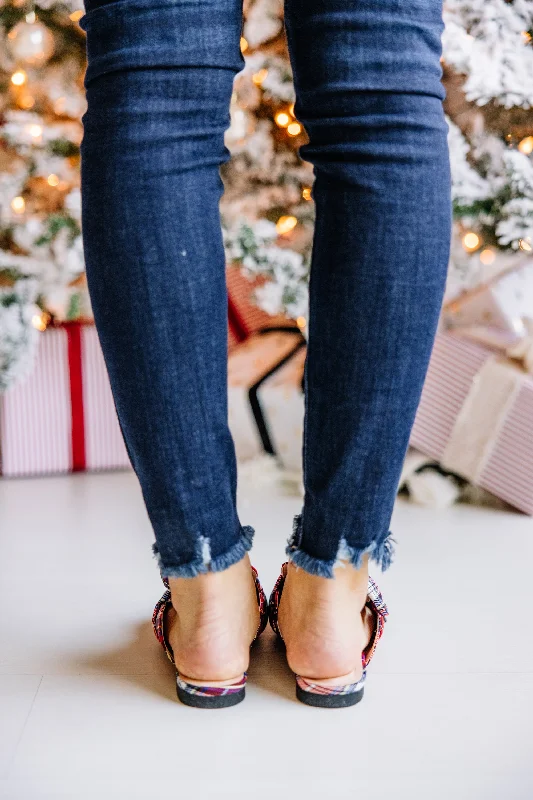 Warmest Wishes Red Plaid Flat Mules