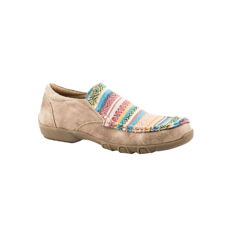 Roper Footwear Women's Driving Slip On Beige Base With MultiColored Vamp Mocassin Shoes