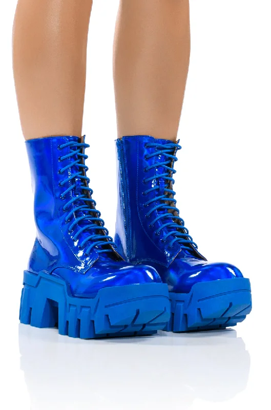 AZALEA WANG OLYMPIA BLUE CHUNKY BOOTIE