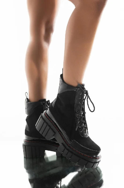 AZALEA WANG YOU'RE NEVER ALONE FLATFORM BOOTIE IN BLACK