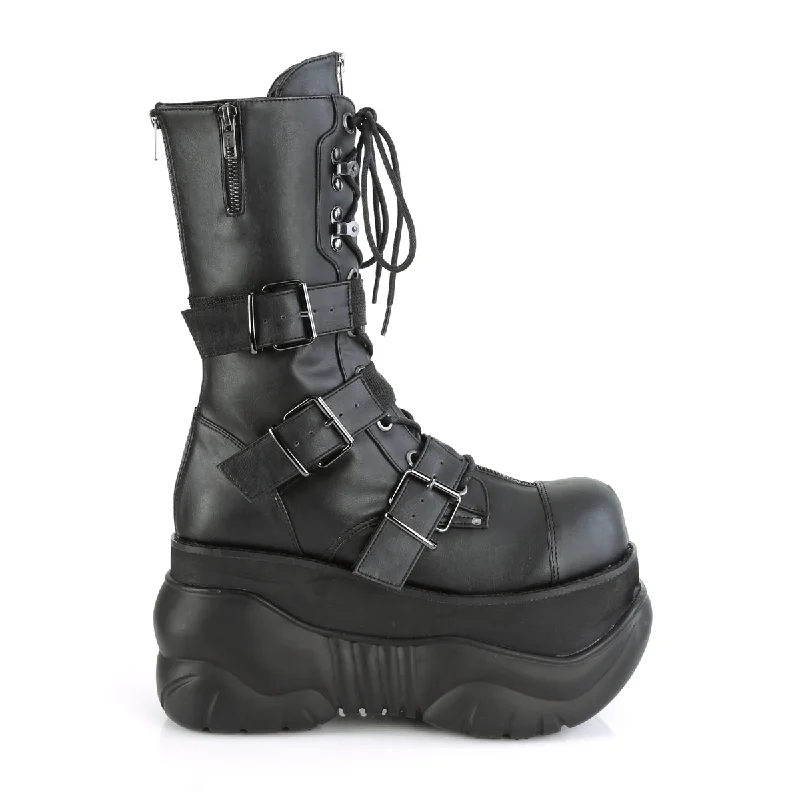 Boxer 230 Black Matte Vegan Leather Mens Platform Boots - Demonia Direct