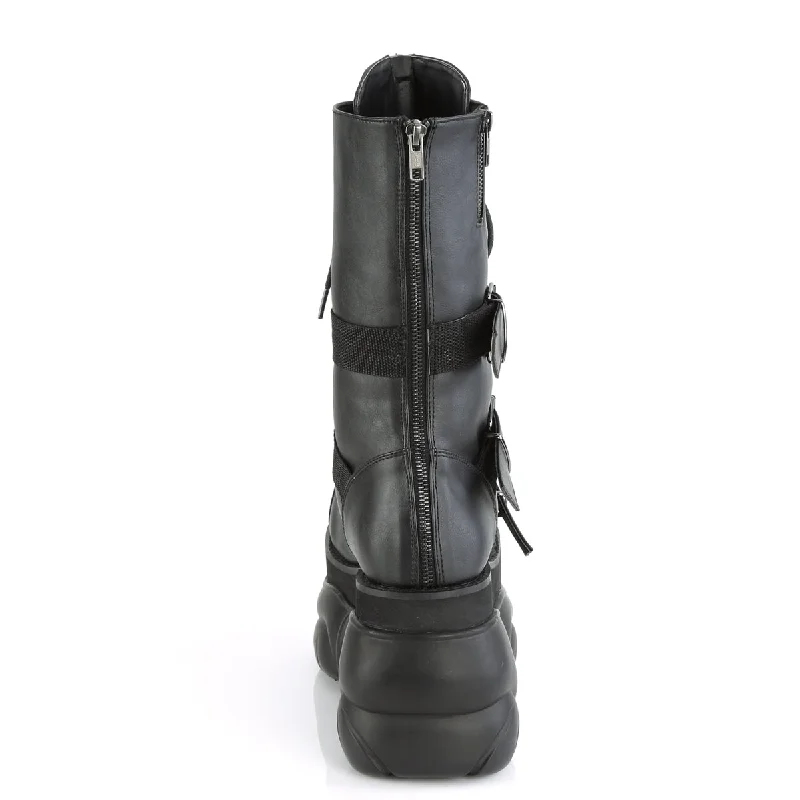 Boxer 230 Black Matte Vegan Leather Mens Platform Boots - Demonia Direct