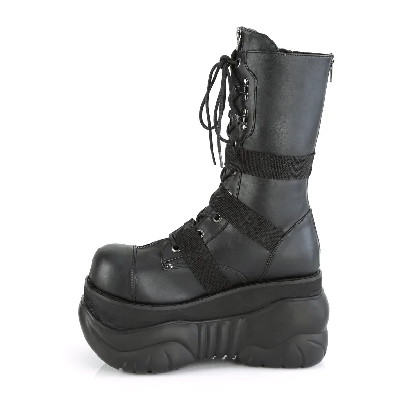 Boxer 230 Black Matte Vegan Leather Mens Platform Boots - Demonia Direct