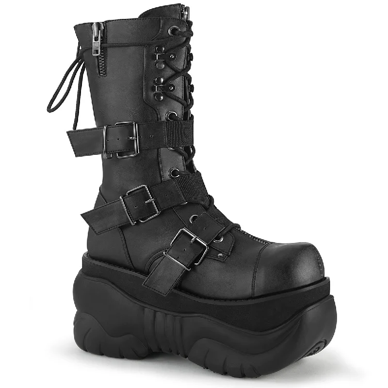 Boxer 230 Black Matte Vegan Leather Mens Platform Boots - Demonia Direct