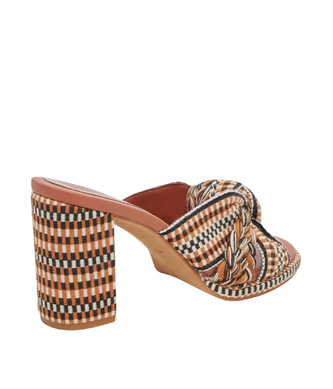 Brilah Woven Heeled Sanals in Tan Multi