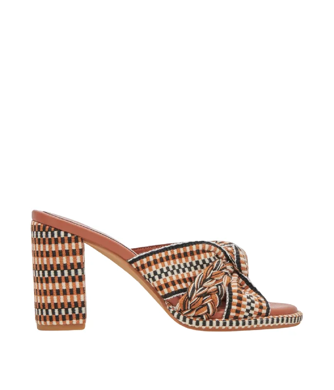 Brilah Woven Heeled Sanals in Tan Multi