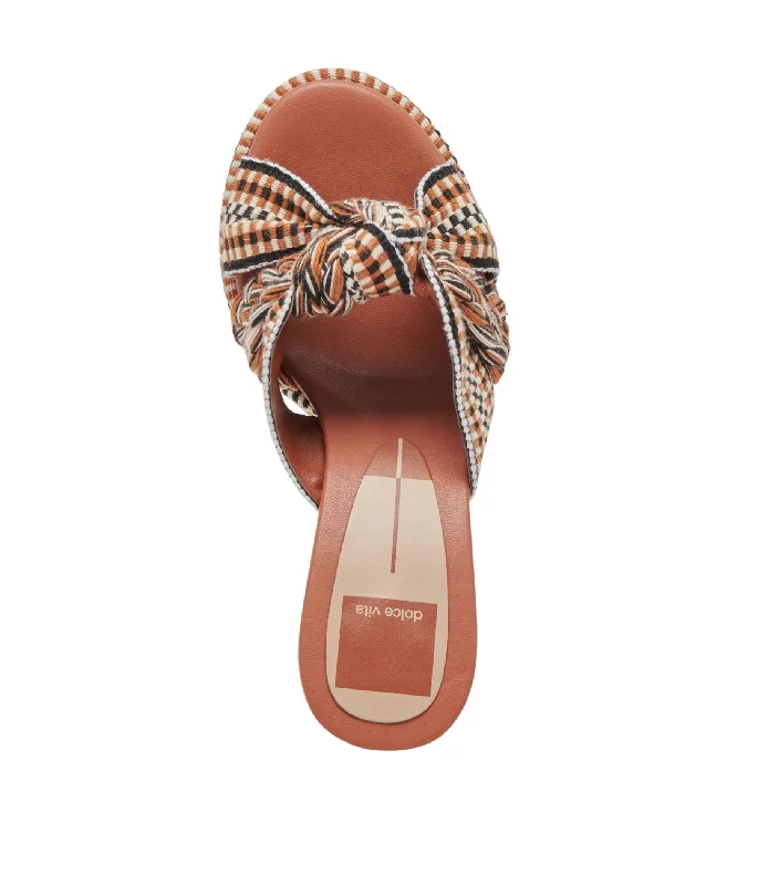 Brilah Woven Heeled Sanals in Tan Multi