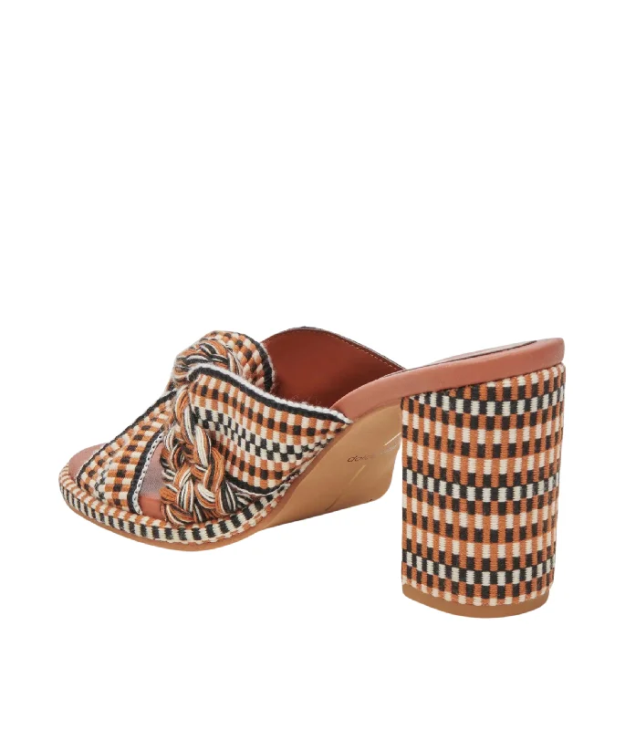 Brilah Woven Heeled Sanals in Tan Multi