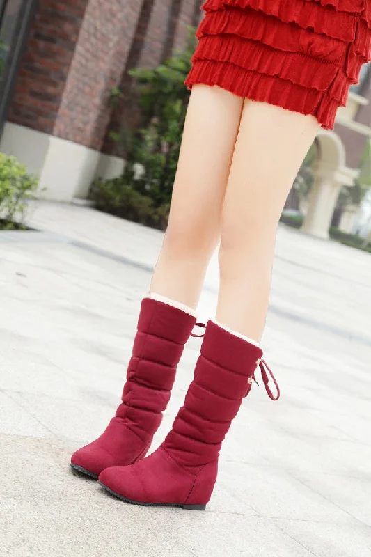 Casual Flock Snow Boots Wedge Heel 9438