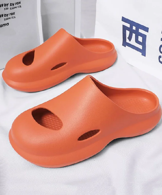 Comfy Orange Hollow Out Slippers Shoes For Women