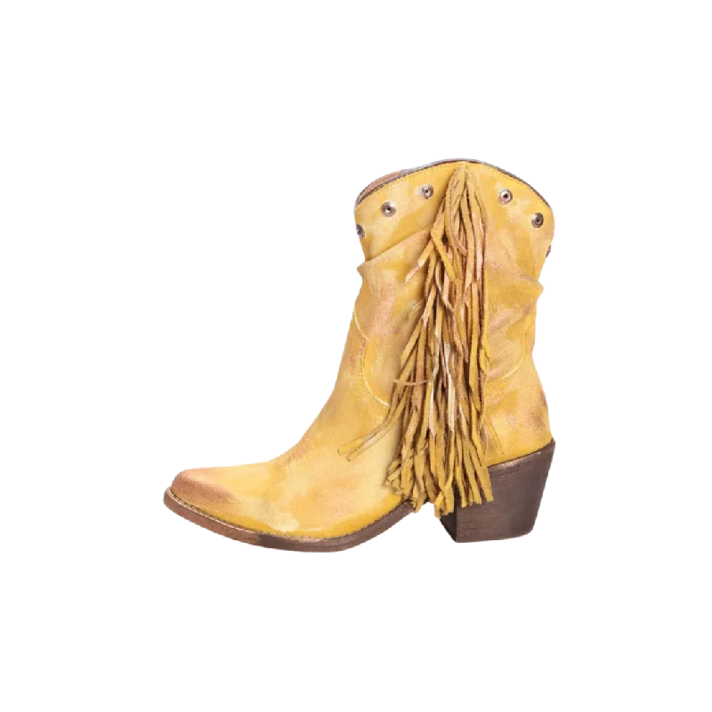 Corral Boots Women's Yellow Stud And Fringe Ankle Boots