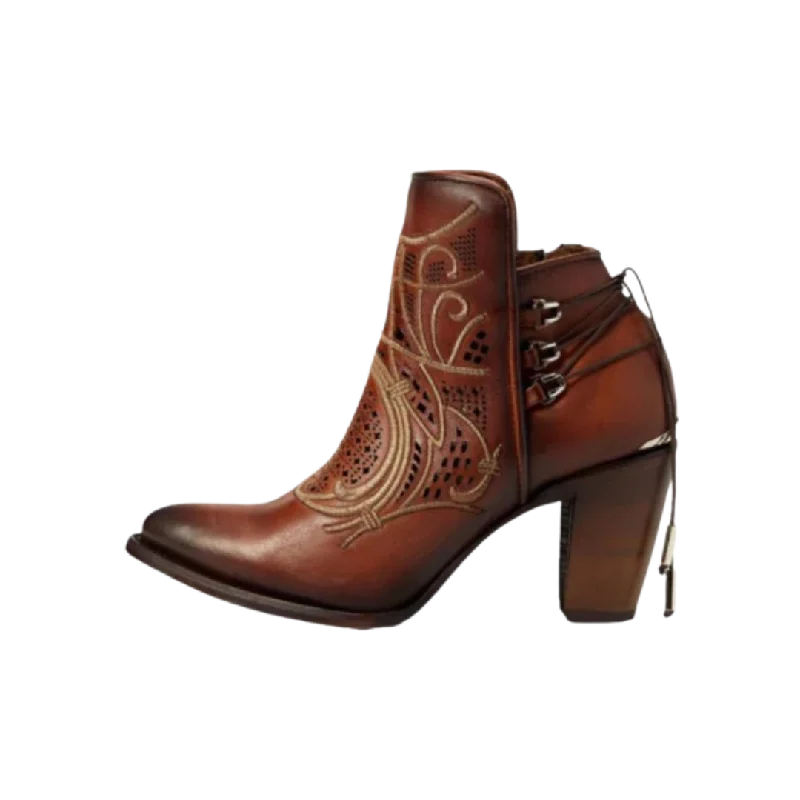 Cuadra Women's Embroidered Honey Brown Western Bootie