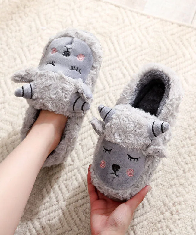 Cute Sheep Warm Fleece Shoes Cotton Fabric Comfortable