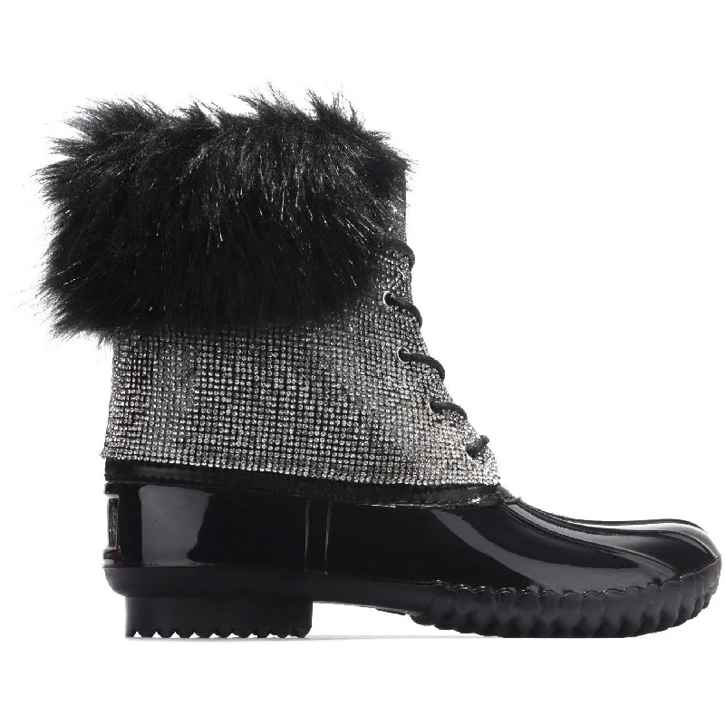 Diamonte Faux Fur Bling Booties