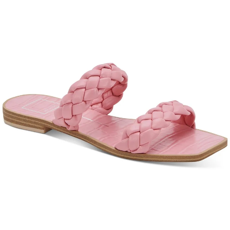 Dolce Vita Womens Indy Faux Leather Slides Slide Sandals