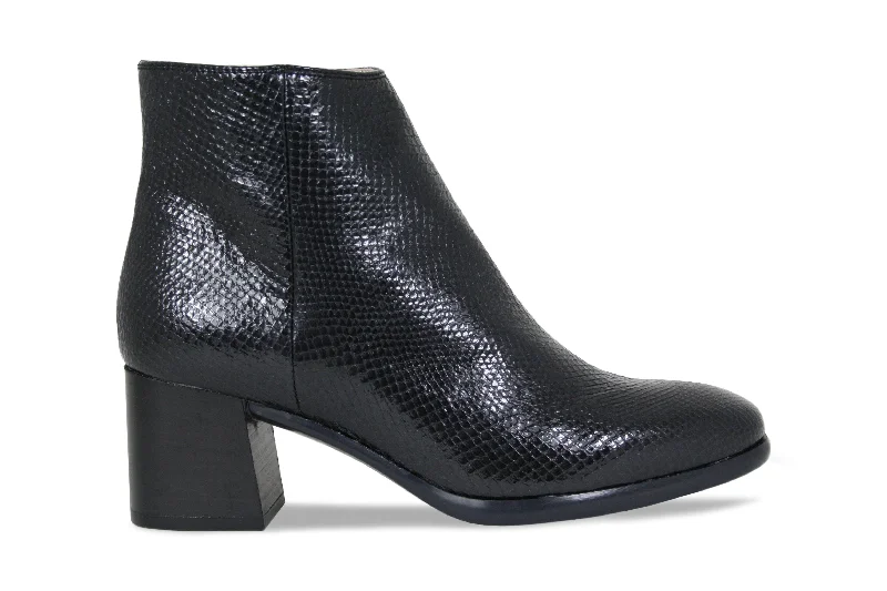 Frankie: Black Lizard Print Leather