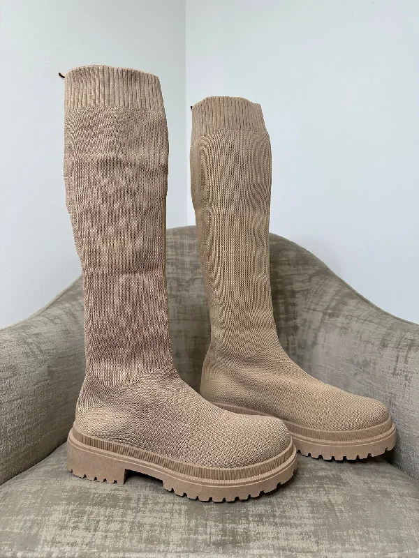 Kim Tall Sock Boot- Camel