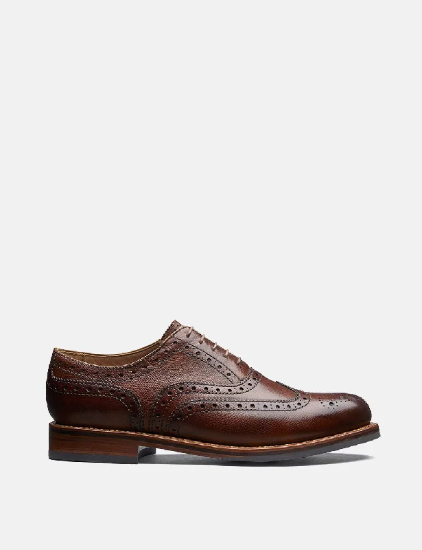 Grenson Stanley Brogue Shoes (Grain Leather) - Tan