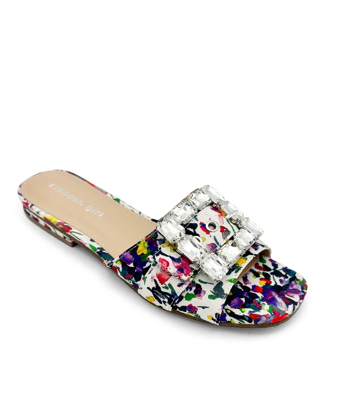 HeyThere Floral Sandals in White