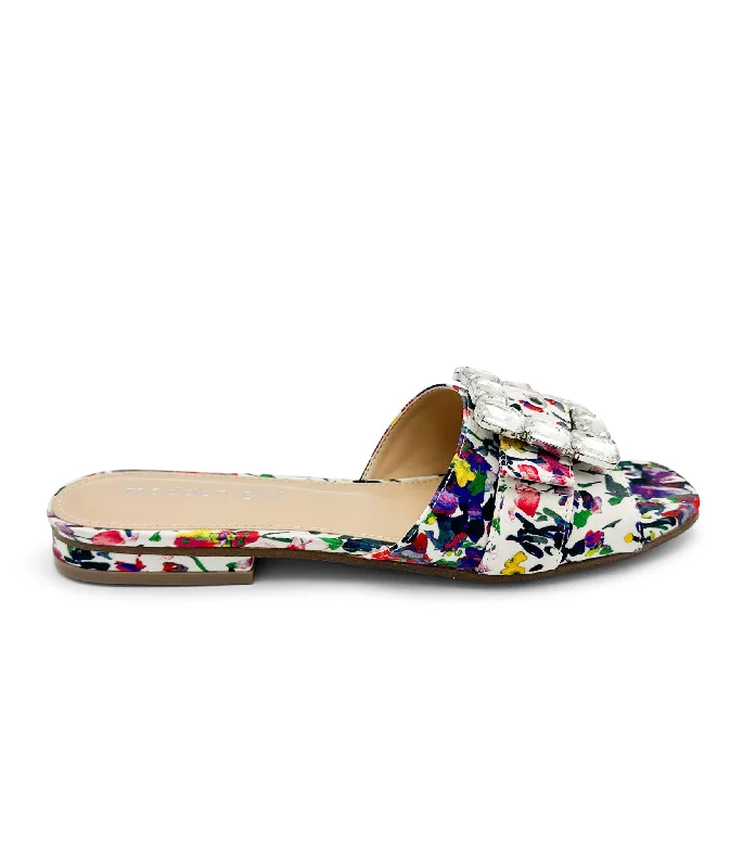 HeyThere Floral Sandals in White