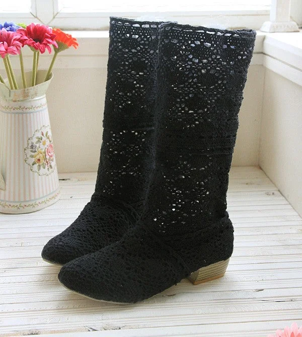 Hole Mid Calf Boots for Summer 8476