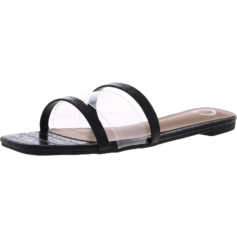 Journee Collection Womens Faux Leather Slip-on Slide Sandals