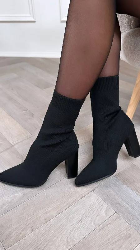 Octavia Black Sock Boots