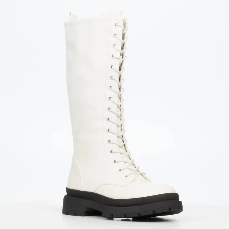 Police Boots - White - last sizes left 4 & 5