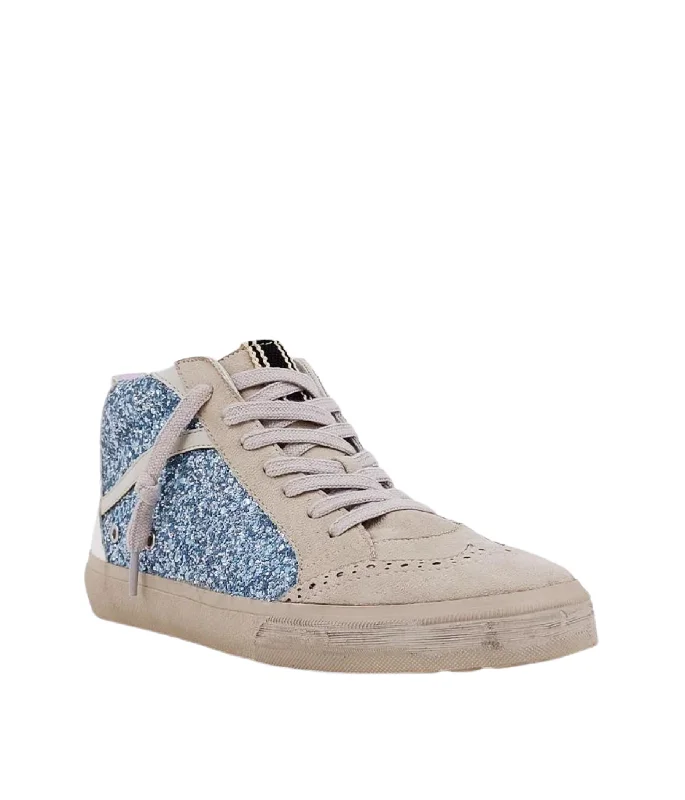 Riley Blue Glitter Sneaker with Lilac Stars