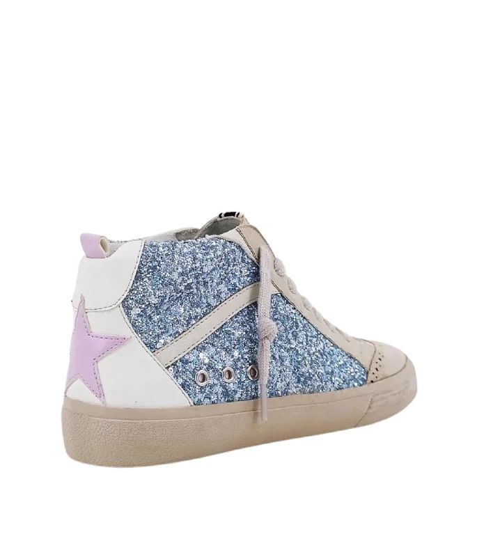 Riley Blue Glitter Sneaker with Lilac Stars