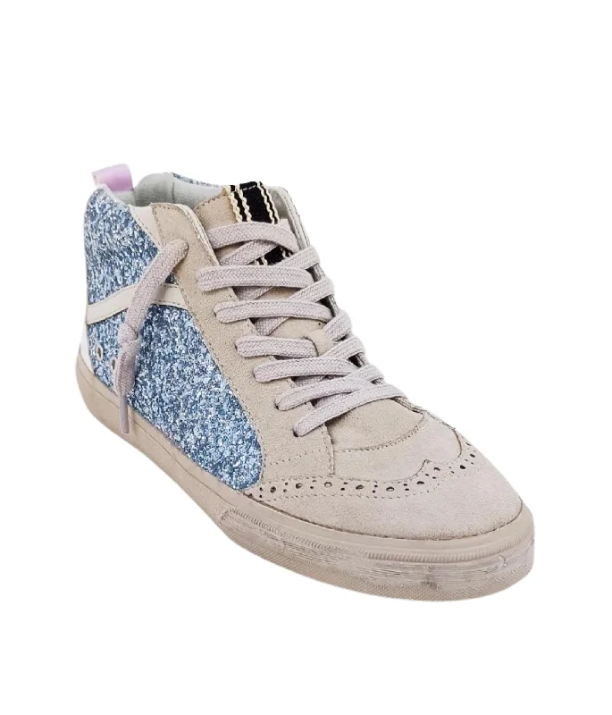 Riley Blue Glitter Sneaker with Lilac Stars