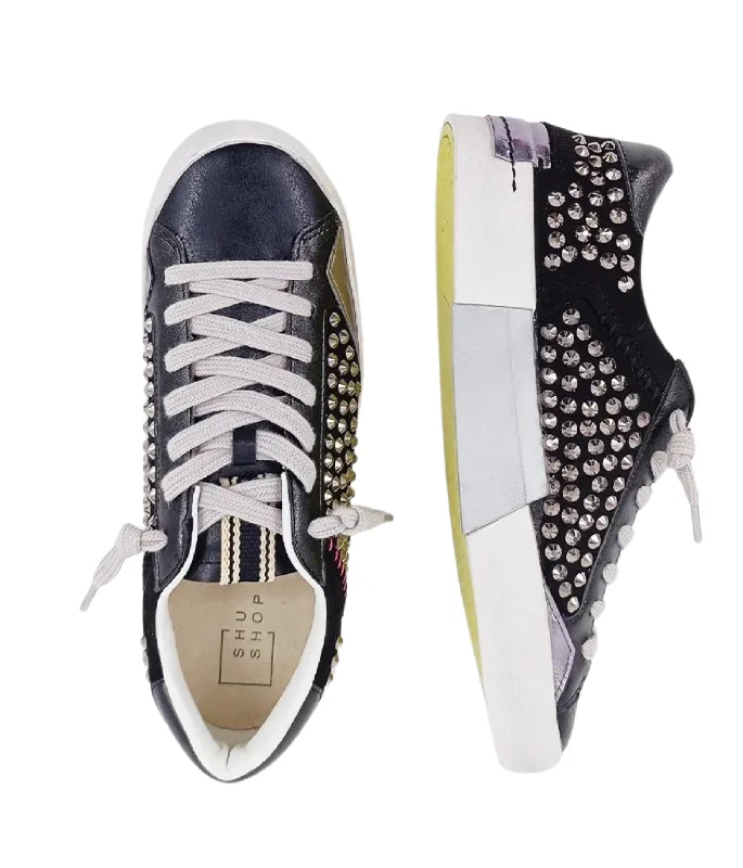 Ruby Black Stud Sneakers