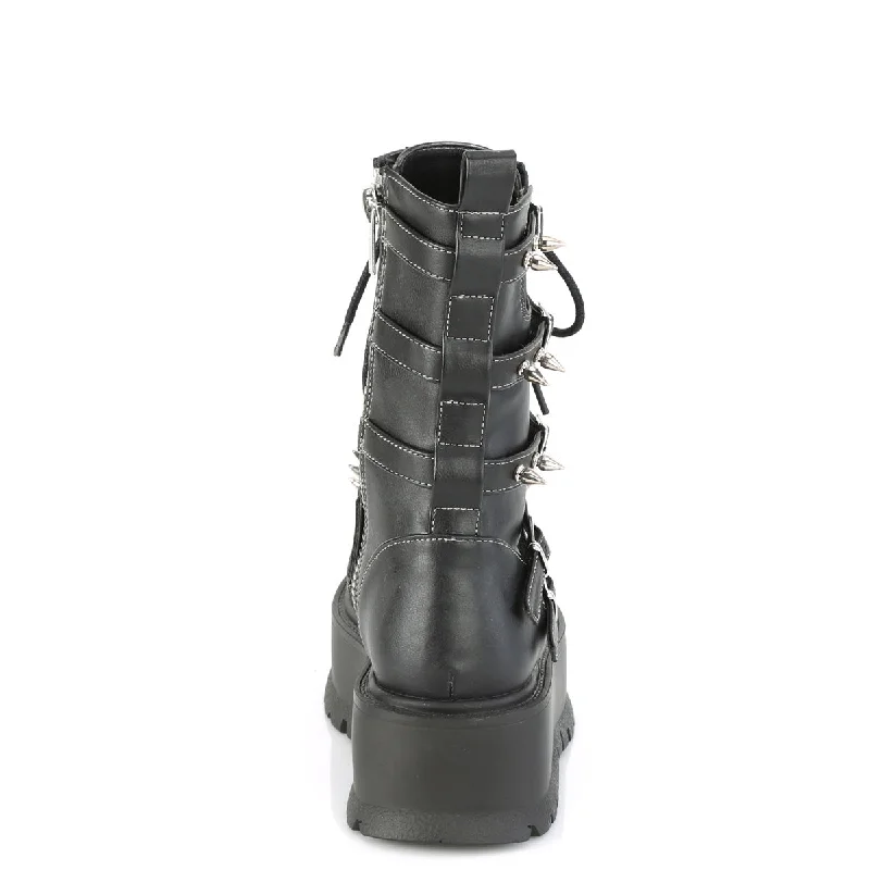 Slacker 165 Black Platform Combat Gothic Punk Ankle Boots  - Demonia Direct