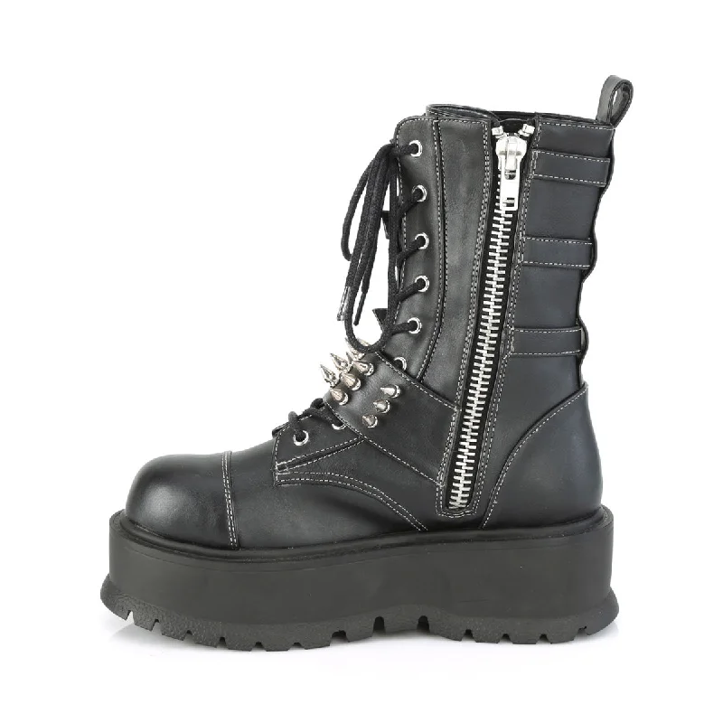 Slacker 165 Black Platform Combat Gothic Punk Ankle Boots  - Demonia Direct