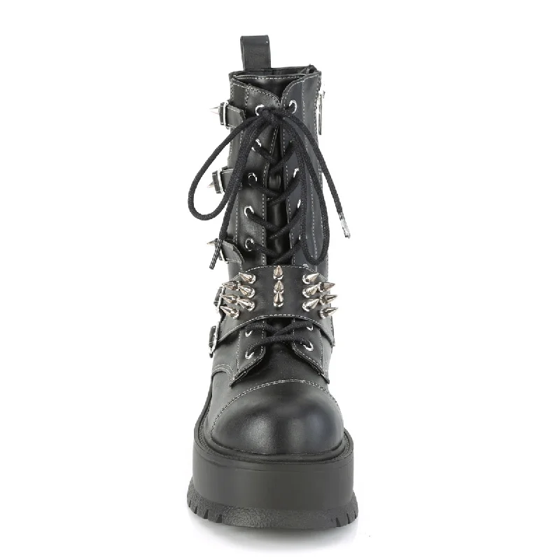 Slacker 165 Black Platform Combat Gothic Punk Ankle Boots  - Demonia Direct