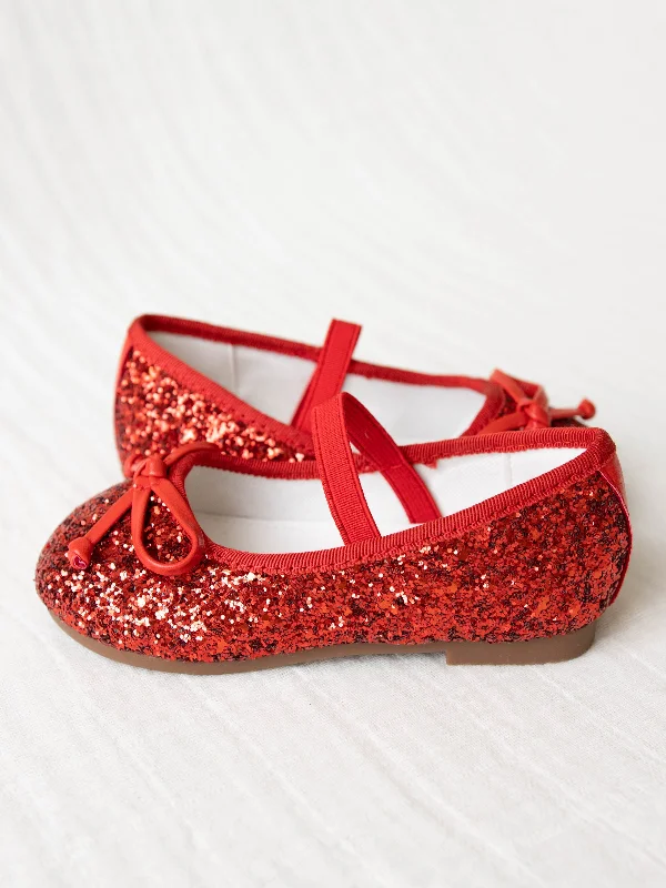 Small Bow Glitter Ballet - Red