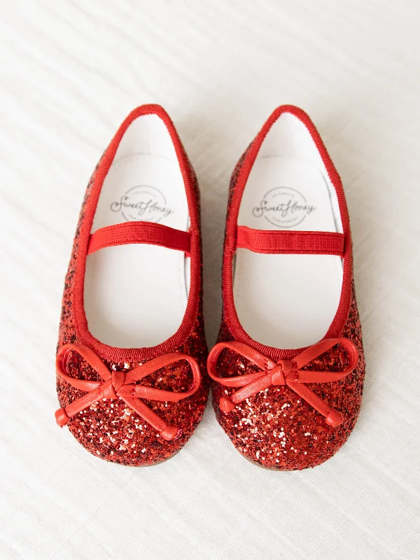 Small Bow Glitter Ballet - Red