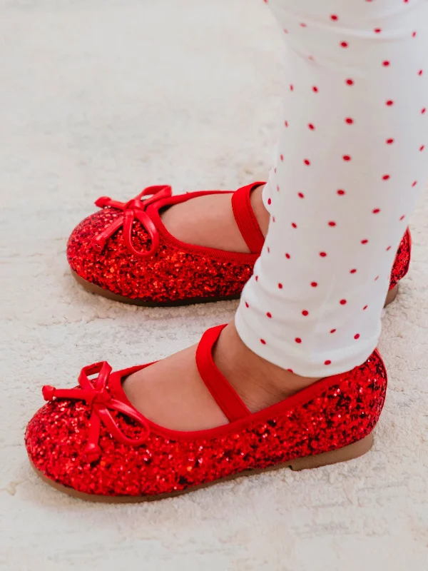 Small Bow Glitter Ballet - Red