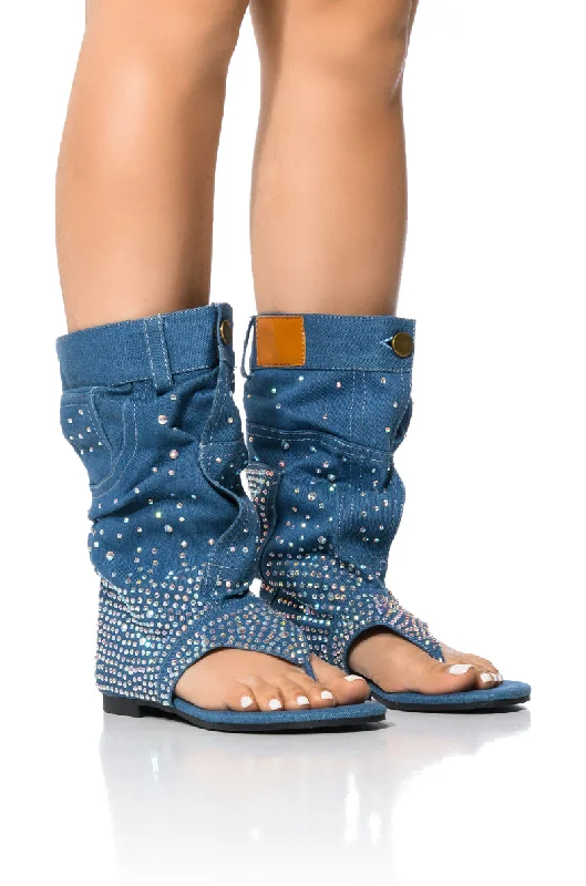 PLEXI DENIM EMBELLISHED COVERED SANDAL