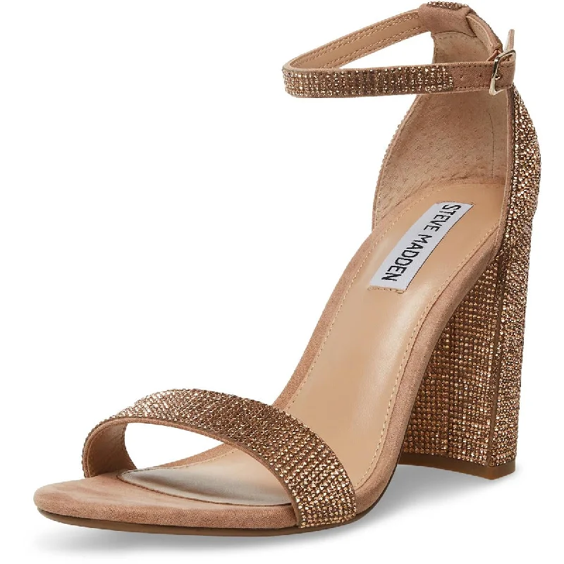 Steve Madden Women's Carrson Rhinestone Ankle Strap Block Heeled Sandals